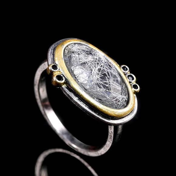 New Two Tone Exquisite CZ Retro Ring - Picture 3 of 6